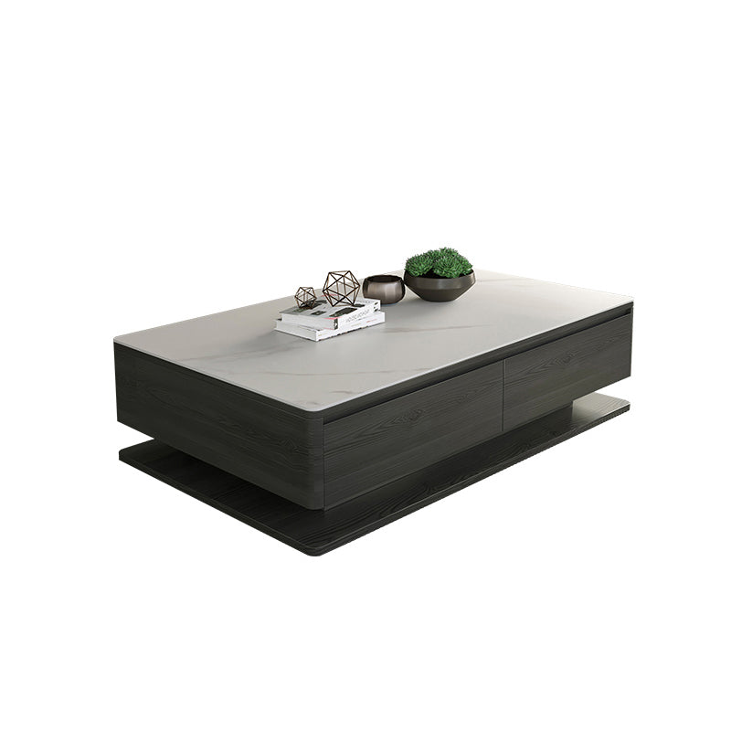 16"H Contemporary Coffee Table Slate Rectangle Single Cocktail Table