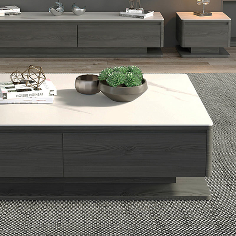 16"H Contemporary Coffee Table Slate Rectangle Single Cocktail Table