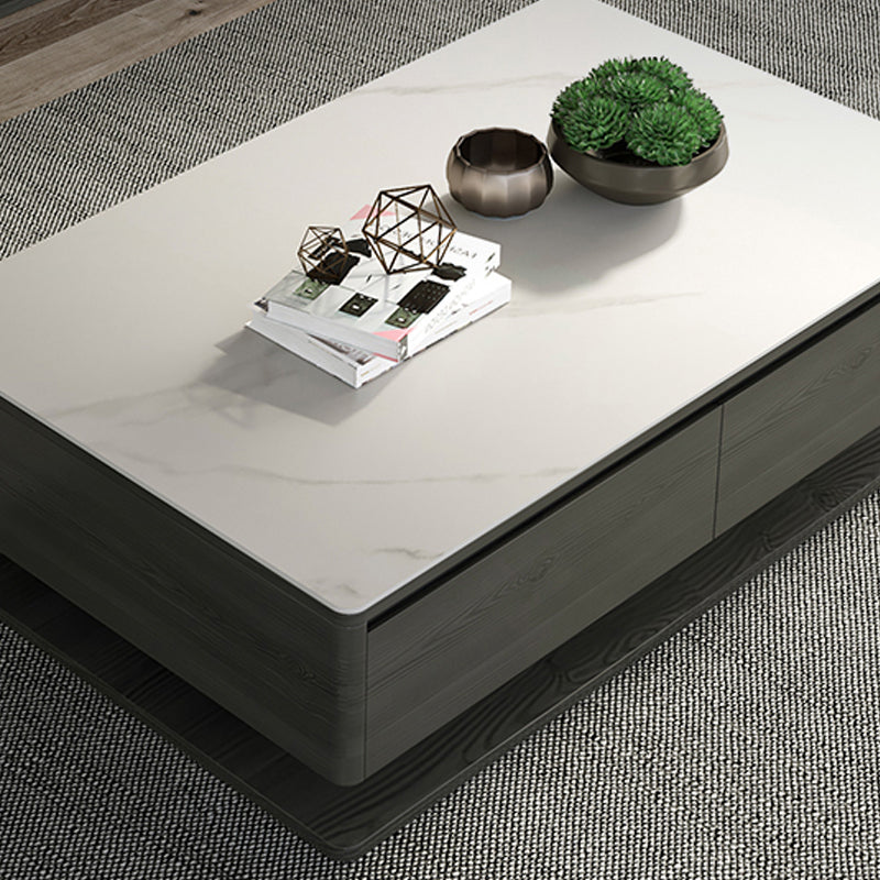 16"H Contemporary Coffee Table Slate Rectangle Single Cocktail Table