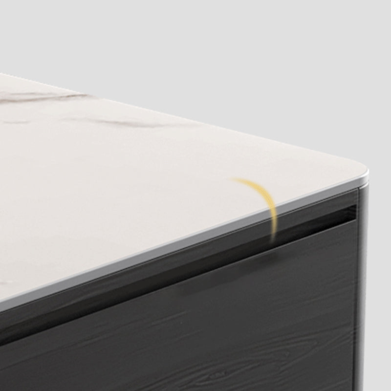 16"H Contemporary Coffee Table Slate 4 Legs Single Coffee Cocktail Table