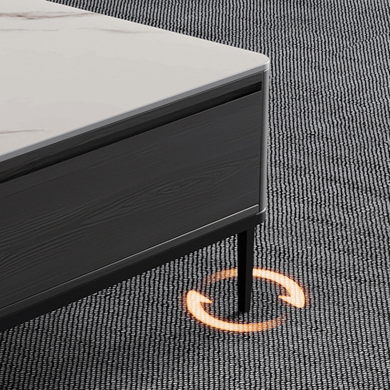 16"H Contemporary Coffee Table Slate 4 Legs Single Coffee Cocktail Table