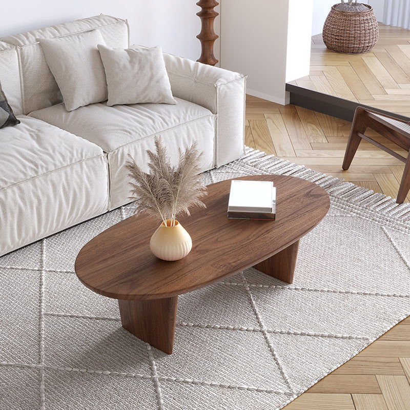 No Distressing Oval Single Coffee Table Sled Solid Wood Coffee Table