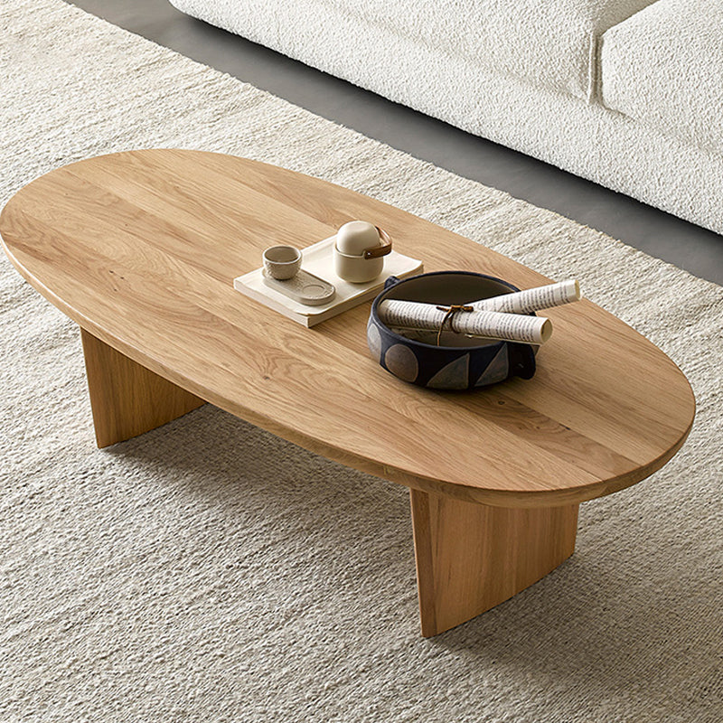 No Distressing Oval Single Coffee Table Sled Solid Wood Coffee Table
