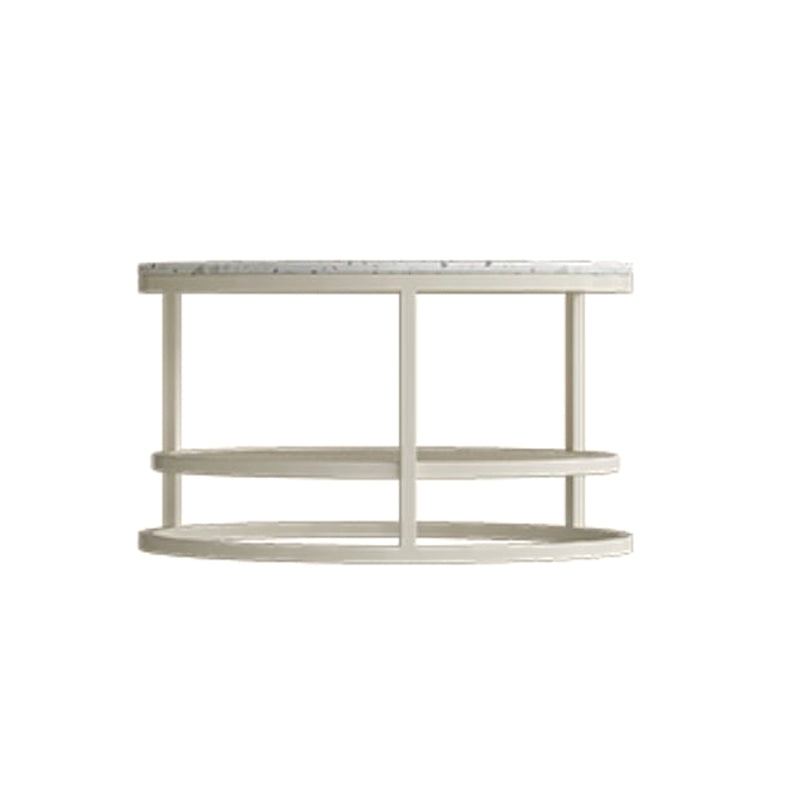 Contemporary Coffee Table White Round Slate Coffee Cocktail Table