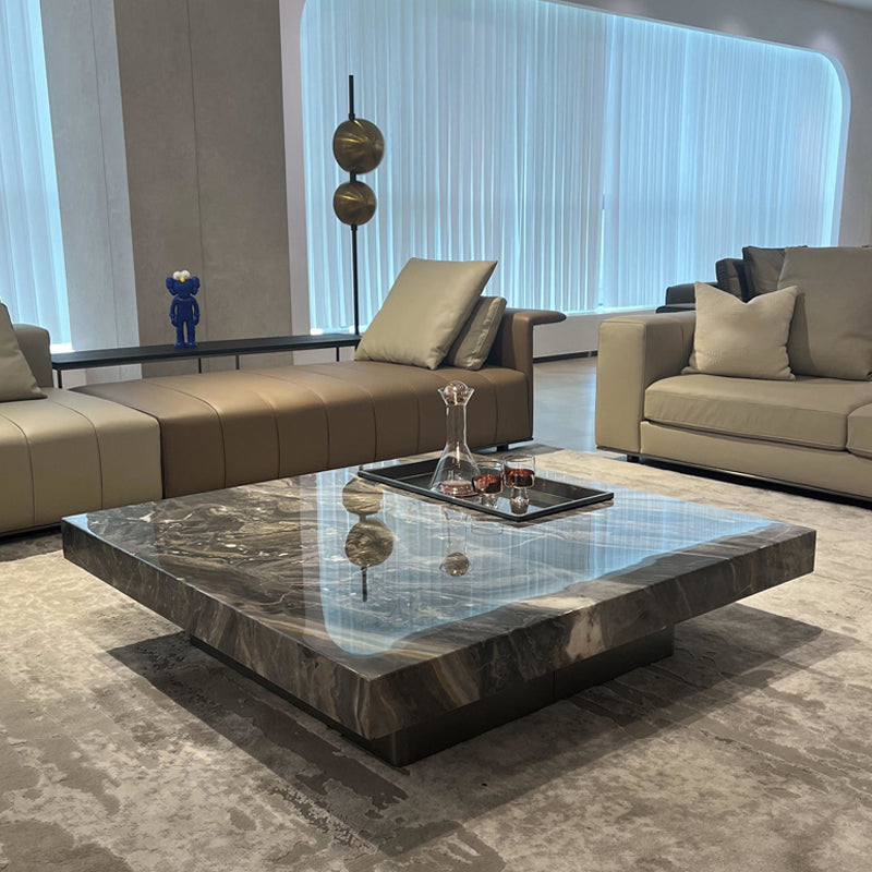 11"H Contemporary Coffee Table Black Slate Coffee Cocktail Table