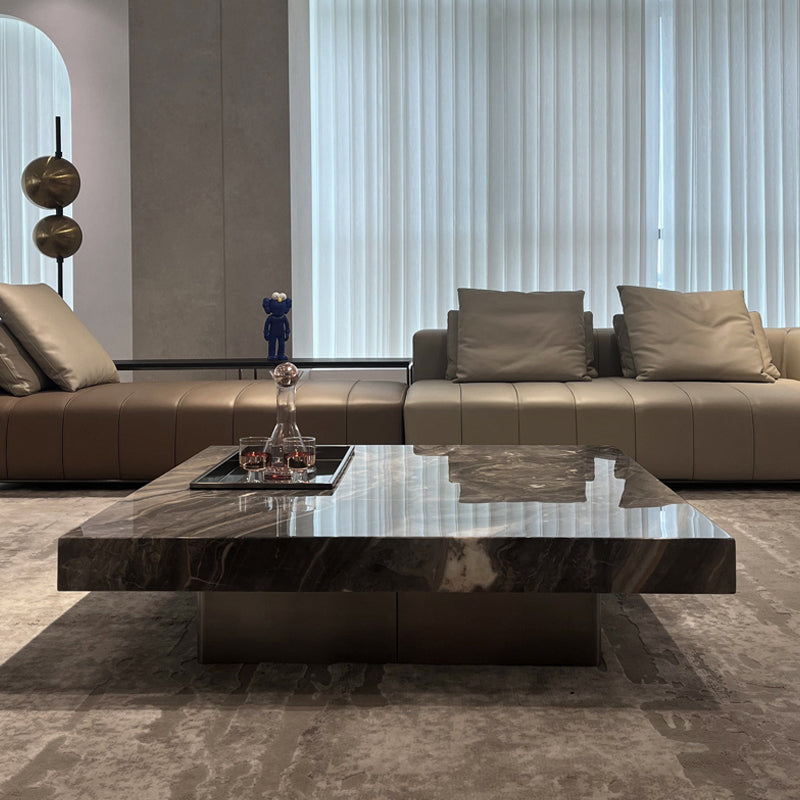 11"H Contemporary Coffee Table Black Slate Coffee Cocktail Table