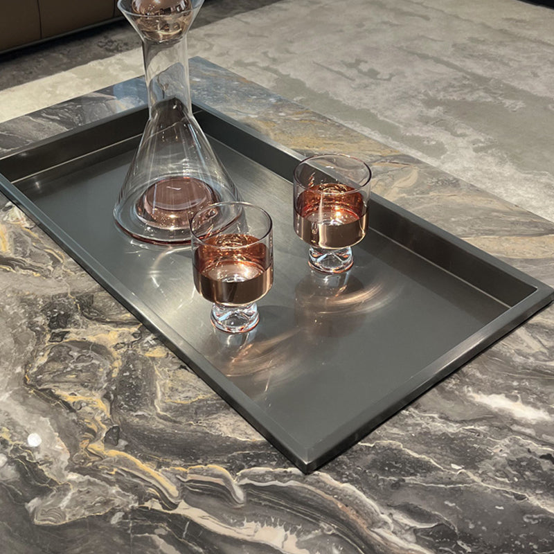 11"H Contemporary Coffee Table Black Slate Coffee Cocktail Table