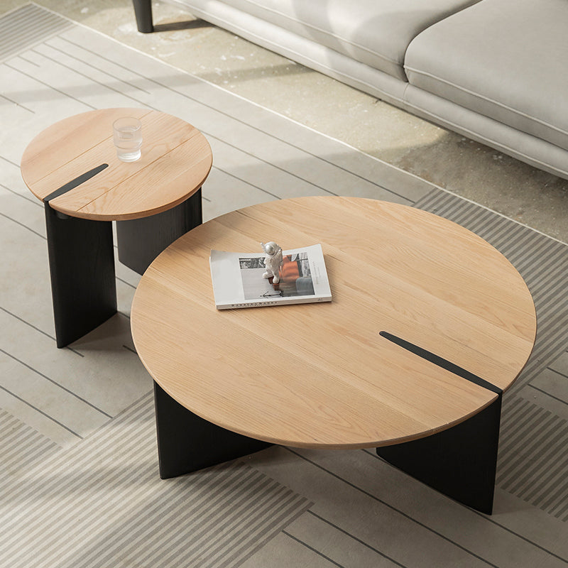 Modern Single Coffee Table No Distressing Solid Wood Round Coffee Table