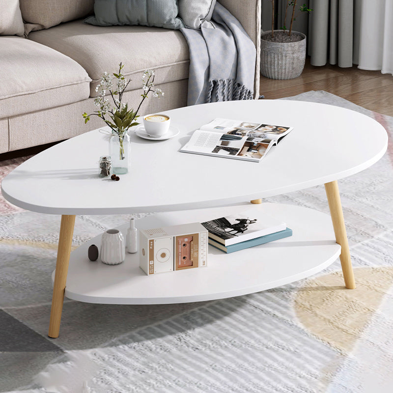 Wood Coffee Table No Distressing Single Coffee Table with Shelf