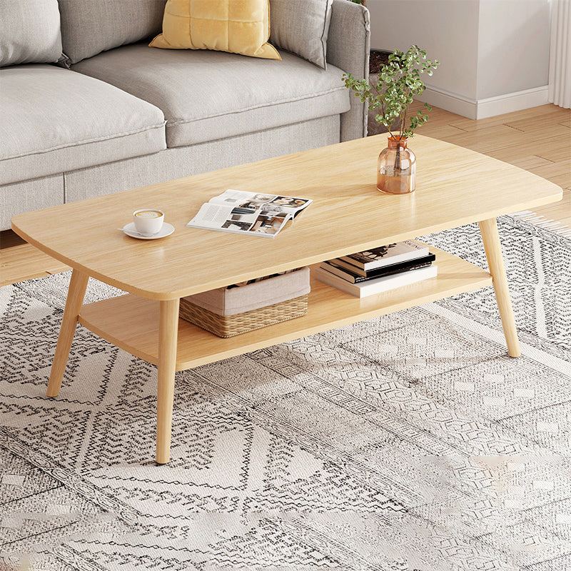 Wood Coffee Table No Distressing Single Coffee Table with Shelf