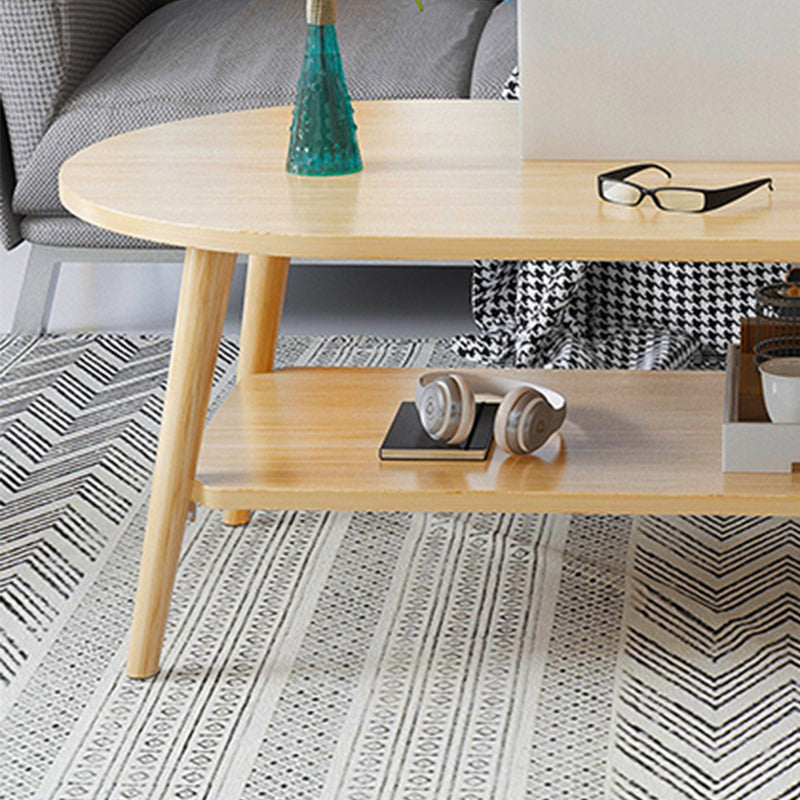 Wood Coffee Table No Distressing Single Coffee Table with Shelf