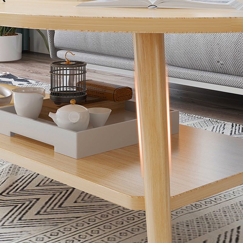 Wood Coffee Table No Distressing Single Coffee Table with Shelf