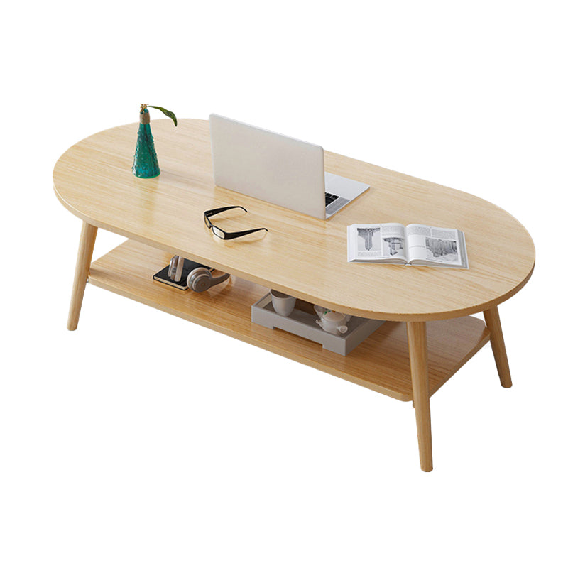 Wood Coffee Table No Distressing Single Coffee Table with Shelf
