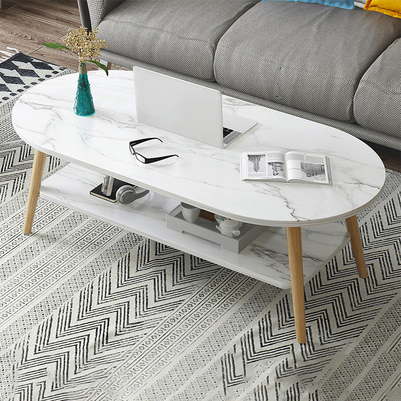 Wood Coffee Table No Distressing Single Coffee Table with Shelf