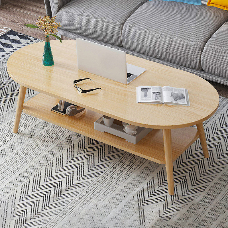 Wood Coffee Table No Distressing Single Coffee Table with Shelf