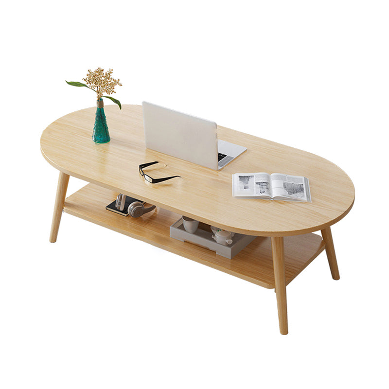 Wood Coffee Table No Distressing Single Coffee Table with Shelf