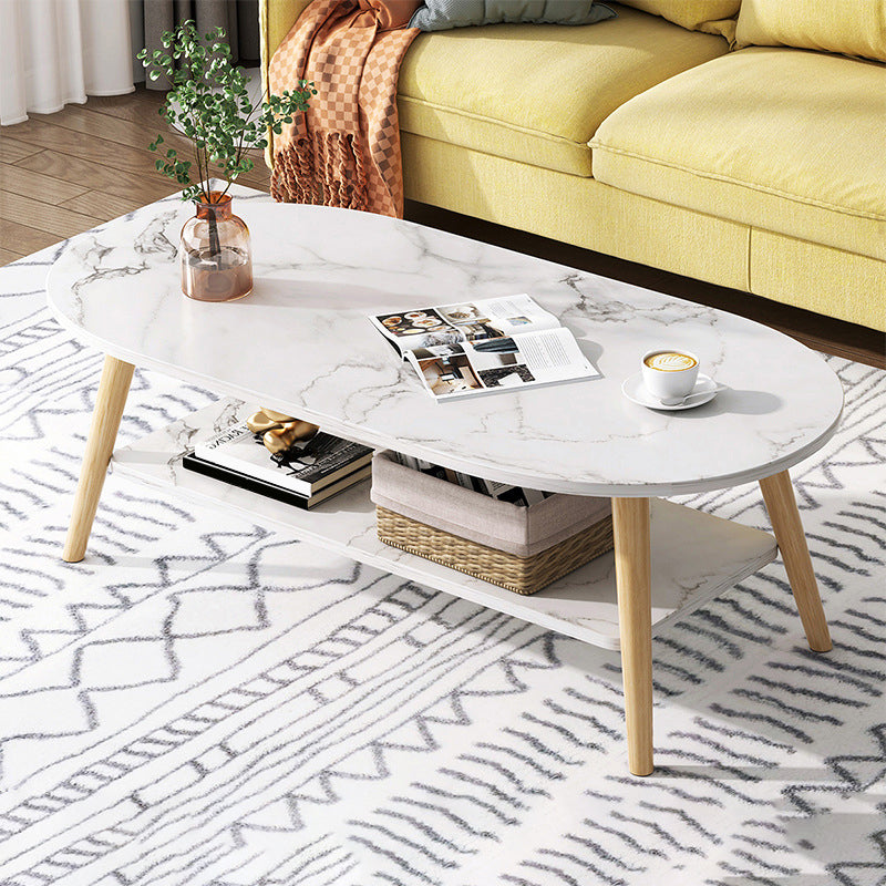 Wood Coffee Table No Distressing Single Coffee Table with Shelf