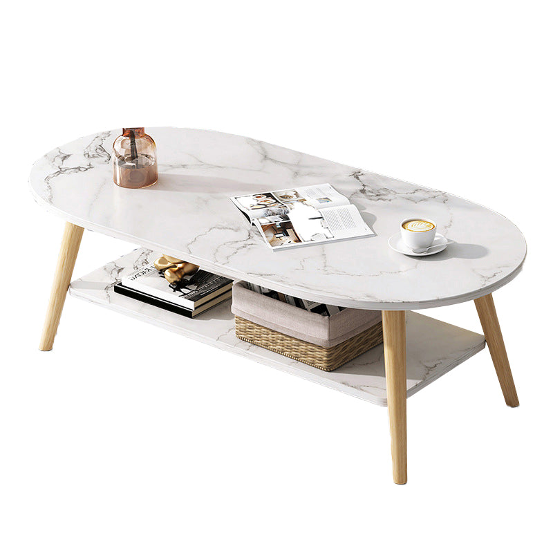 Wood Coffee Table No Distressing Single Coffee Table with Shelf