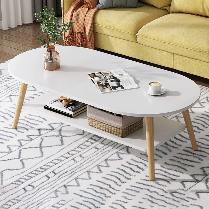 Wood Coffee Table No Distressing Single Coffee Table with Shelf