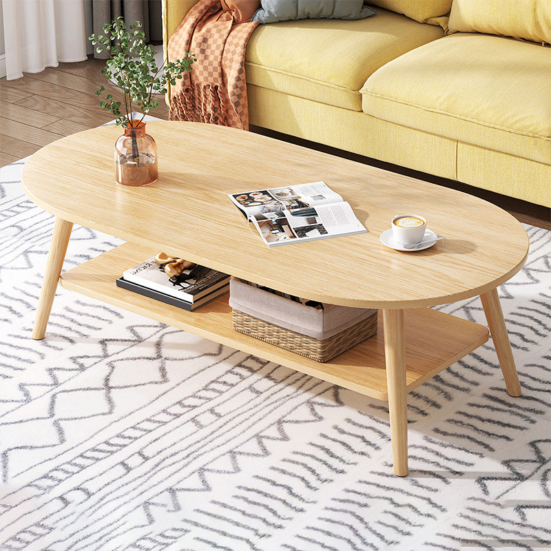 Wood Coffee Table No Distressing Single Coffee Table with Shelf