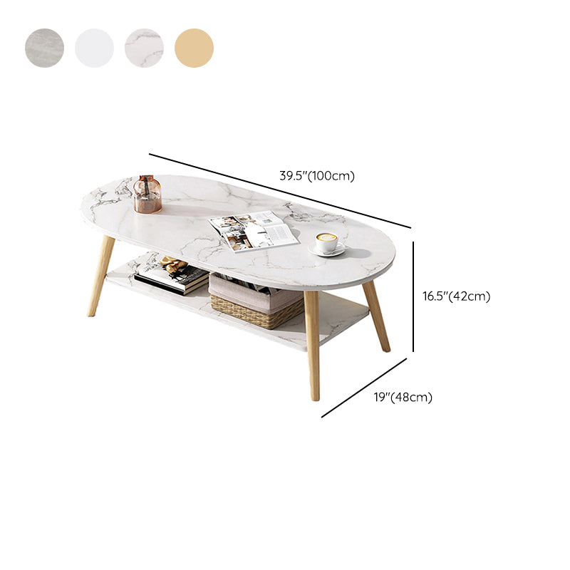 Wood Coffee Table No Distressing Single Coffee Table with Shelf