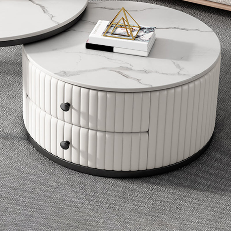 Round Nesting Coffee Table Set Frame Coffee Table Set with 2 Drawers