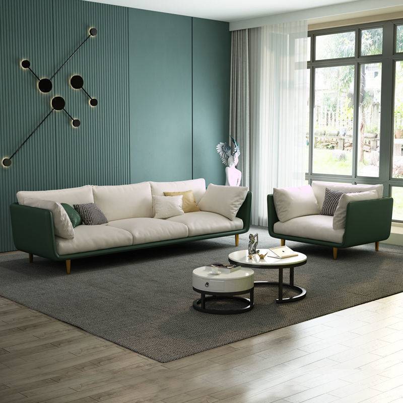 Scandinavian Loose Back Seating Pillow Top Arm Beige Sofa for Apartment