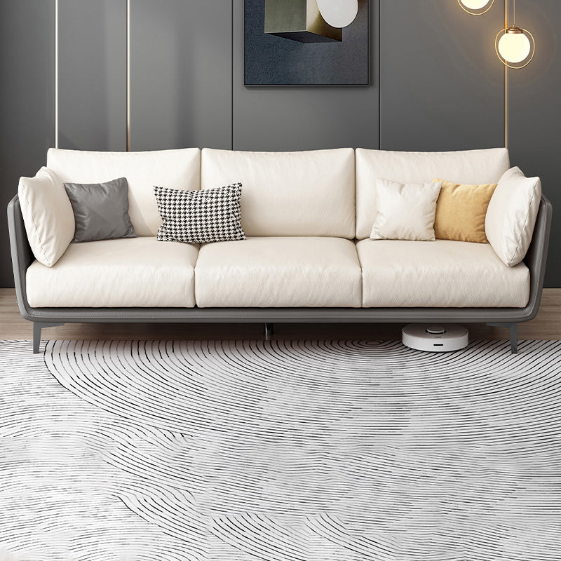 Scandinavian Loose Back Seating Pillow Top Arm Beige Sofa for Apartment