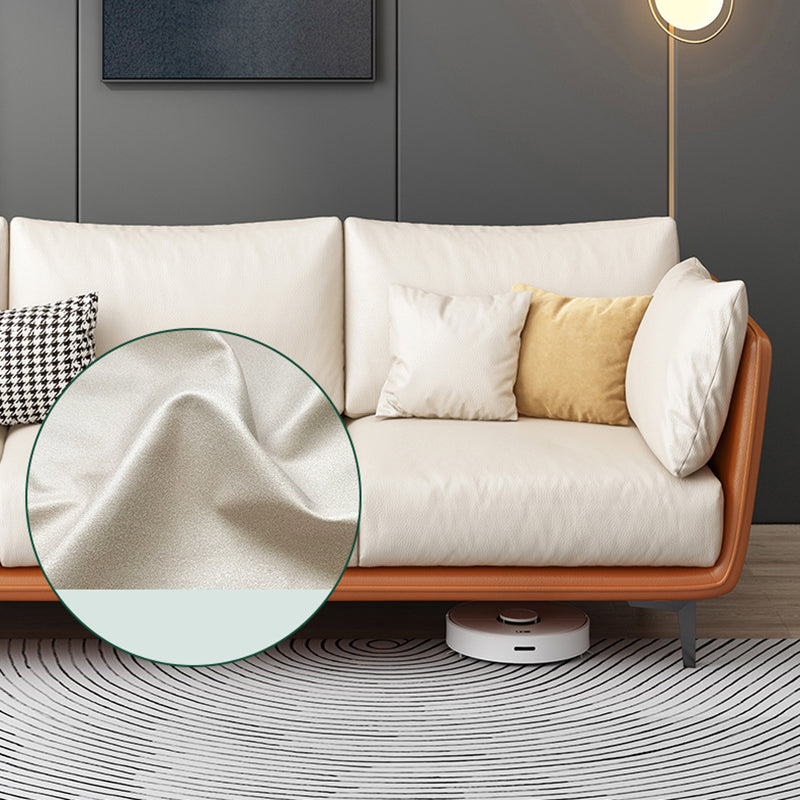 Scandinavian Loose Back Seating Pillow Top Arm Beige Sofa for Apartment