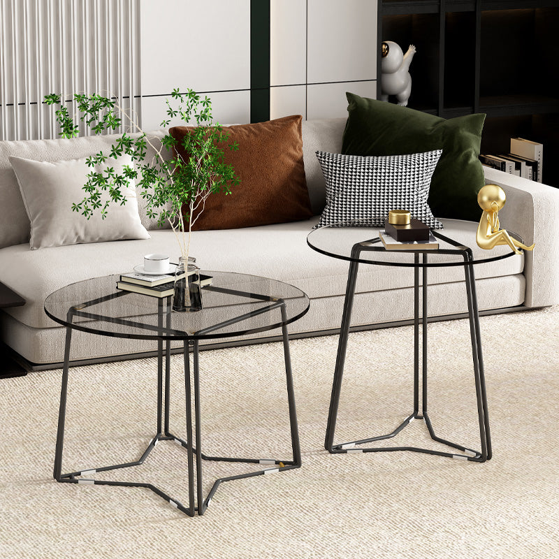 Frame Nesting Coffee Table Set Modern Round Glass Coffee Table