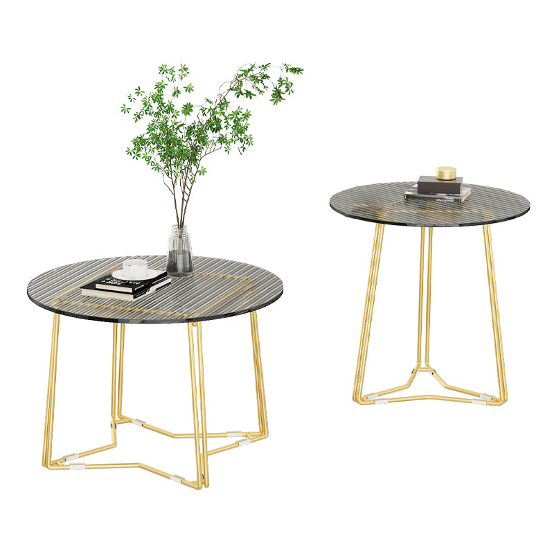 Frame Nesting Coffee Table Set Modern Round Glass Coffee Table