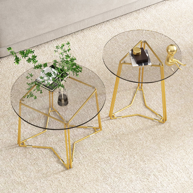 Frame Nesting Coffee Table Set Modern Round Glass Coffee Table