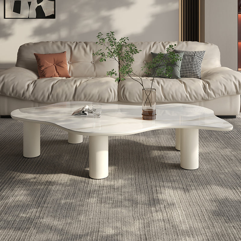 No Distressing Single Coffee Table Slate Free-Form White Coffee Table