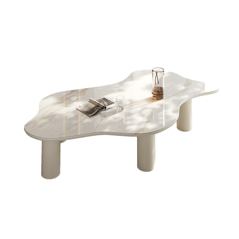 No Distressing Single Coffee Table Slate Free-Form White Coffee Table