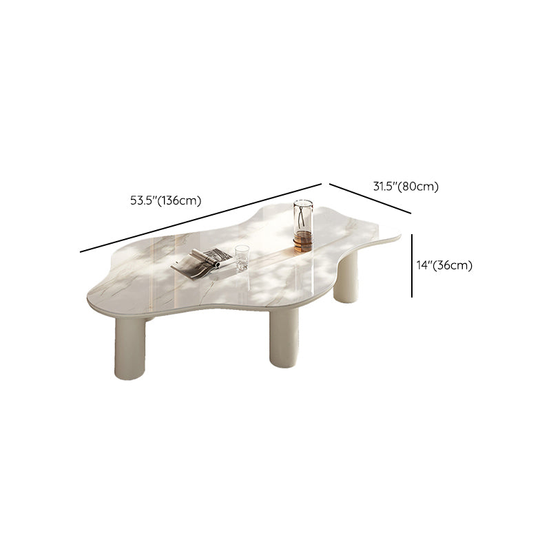 No Distressing Single Coffee Table Slate Free-Form White Coffee Table