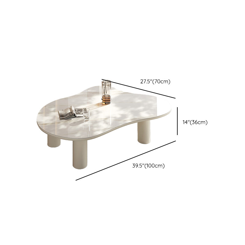 No Distressing Single Coffee Table Slate Free-Form White Coffee Table