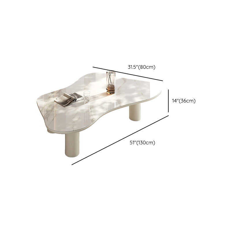 No Distressing Single Coffee Table Slate Free-Form White Coffee Table