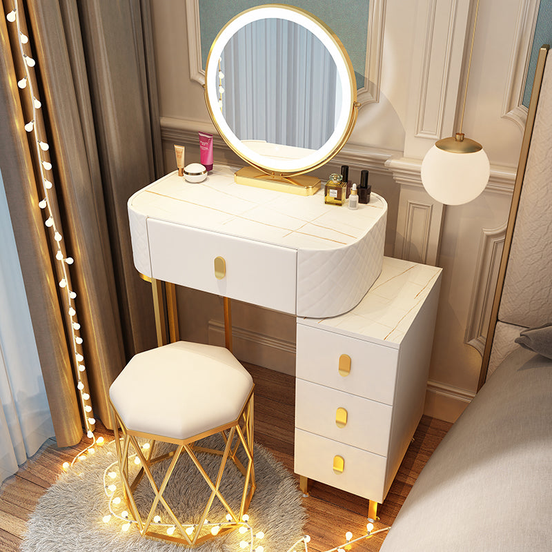 Dimmable Lighted Mirror Dressing Table 4 Drawers & Stool Make-up Vanity