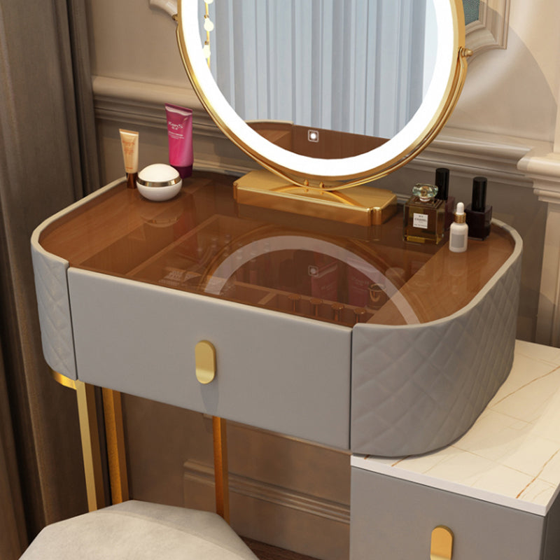 Dimmable Lighted Mirror Dressing Table 4 Drawers & Stool Make-up Vanity