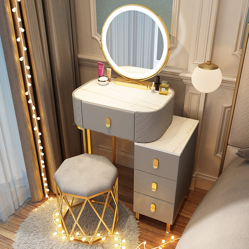Dimmable Lighted Mirror Dressing Table 4 Drawers & Stool Make-up Vanity