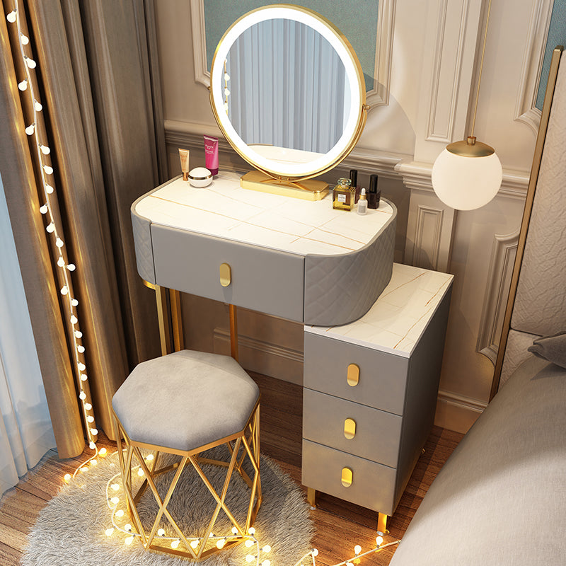 Dimmable Lighted Mirror Dressing Table 4 Drawers & Stool Make-up Vanity