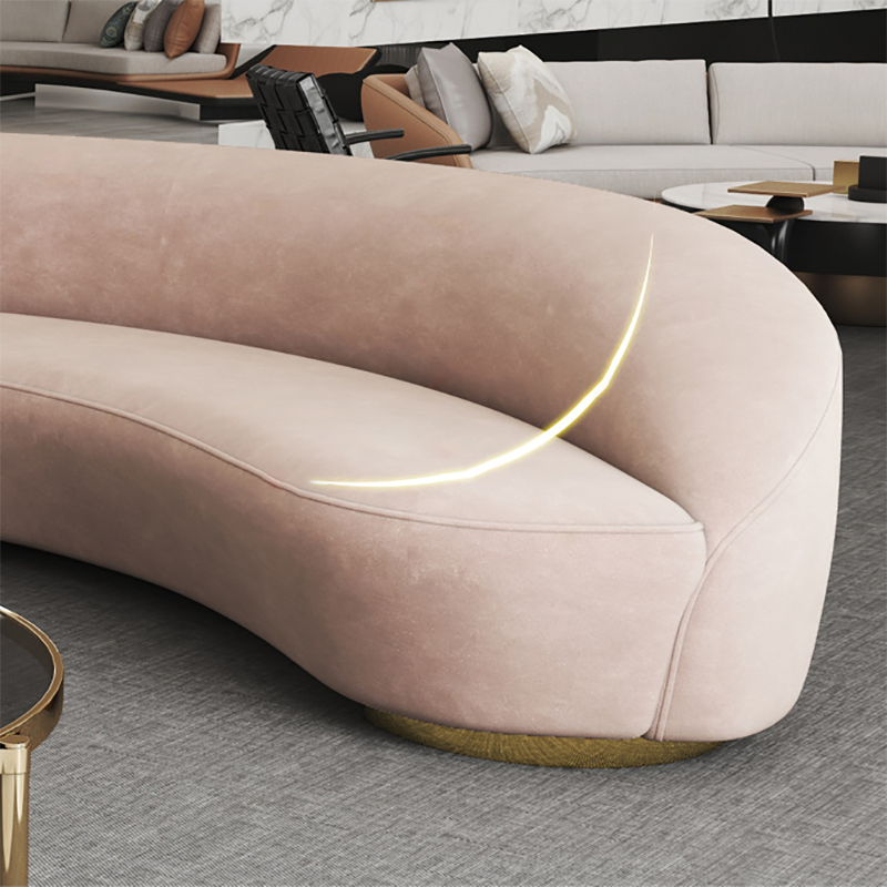Scandinavian Cushions Tuxedo Arm Curved Living Room Fabric Settee