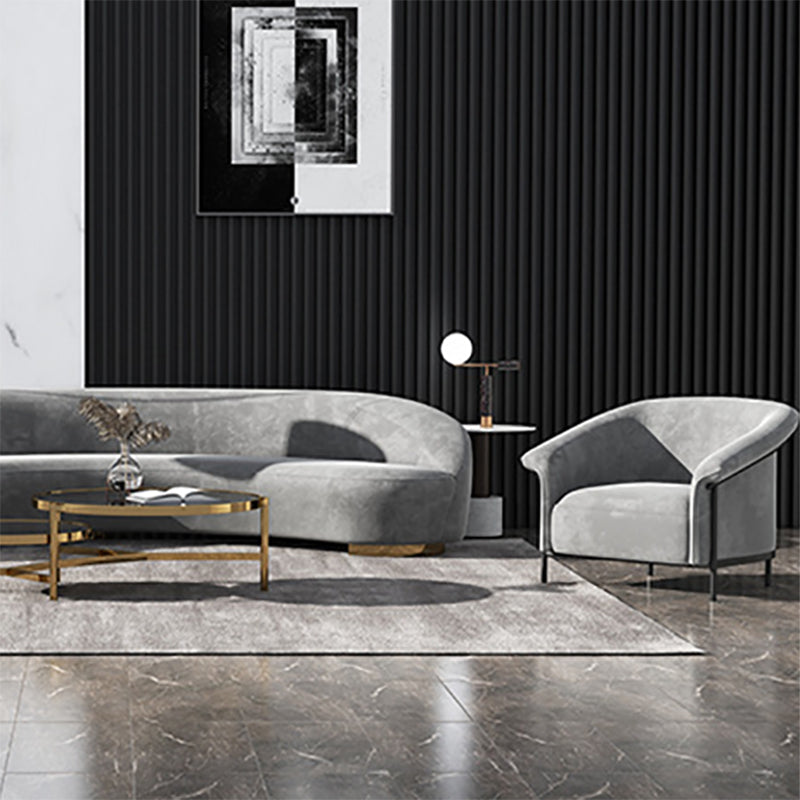Scandinavian Cushions Tuxedo Arm Curved Living Room Fabric Settee