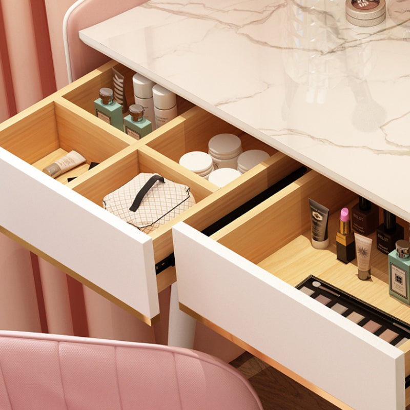 Wood Mirrored Vanity Desk with 5/6 Drawers Luxurious Dressing Table