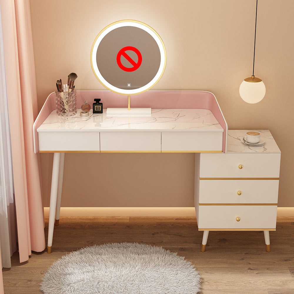 Wood Mirrored Vanity Desk with 5/6 Drawers Luxurious Dressing Table