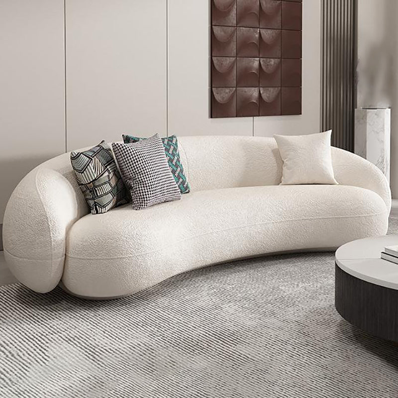 Scandinavian Fabric Cushions Tuxedo Arm Living Room Curved Settee