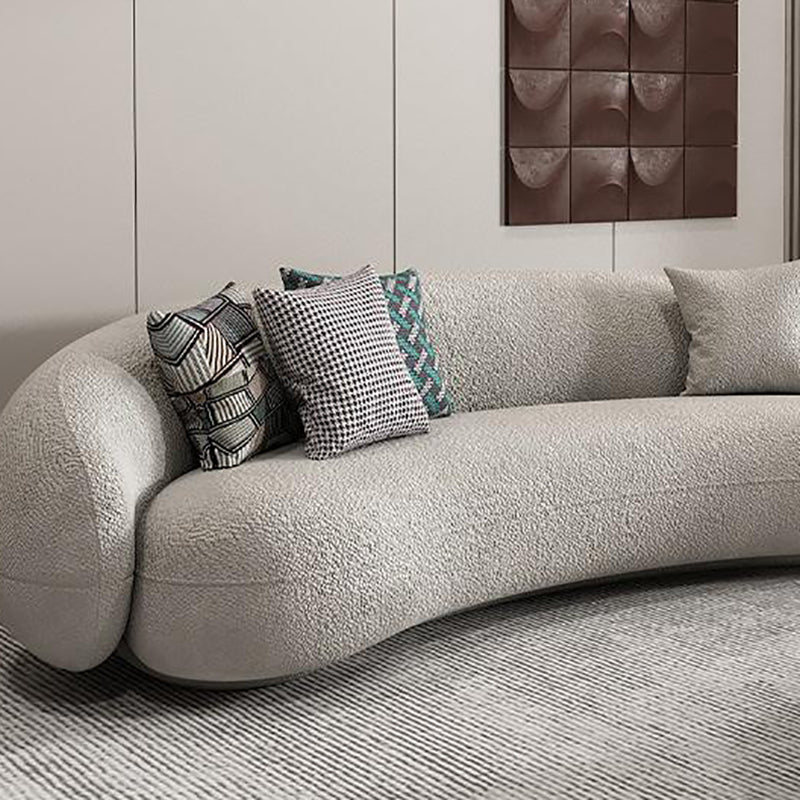 Scandinavian Fabric Cushions Tuxedo Arm Living Room Curved Settee