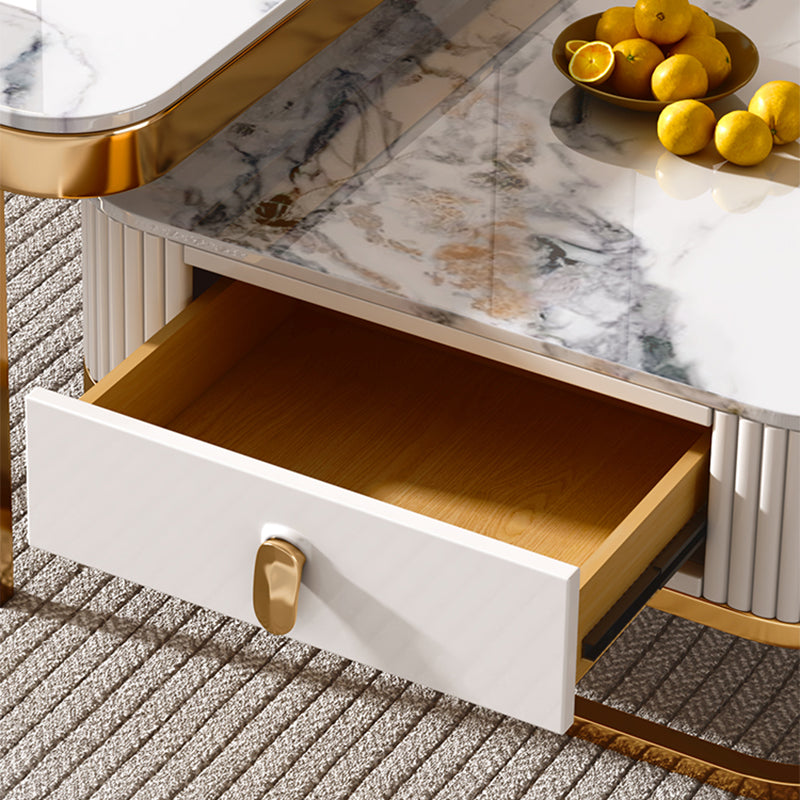 Glam Nesting Coffee Table Set Square Frame Slate Coffee Table