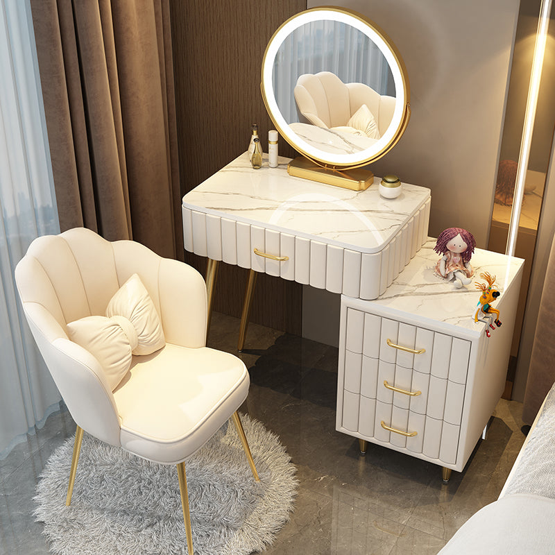 Lighted Mirror Makeup Vanity Luxurious Dressing Table Stool Set