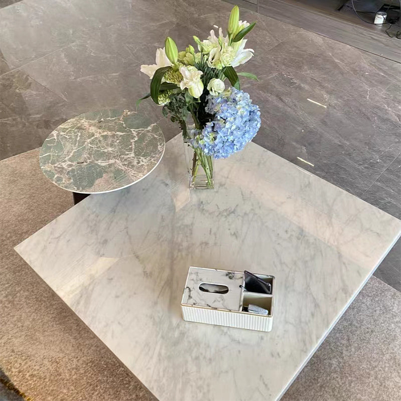No Distressing Coffee Table Pedestal Marble Square Cocktail Table